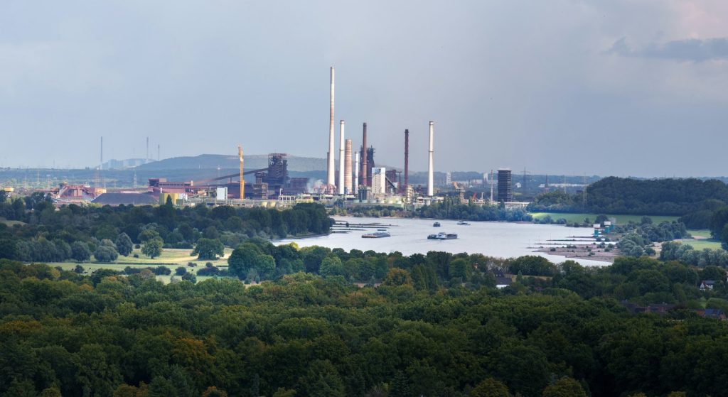 Industrial plant near water