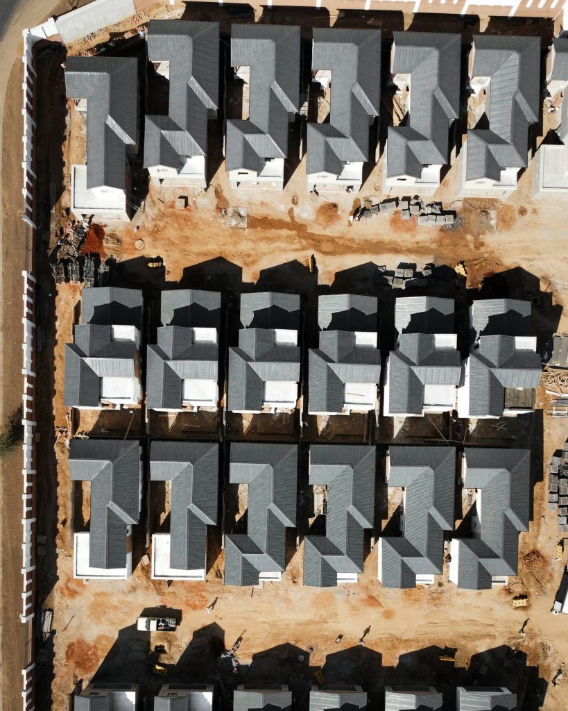 Aerial view of a building under construction