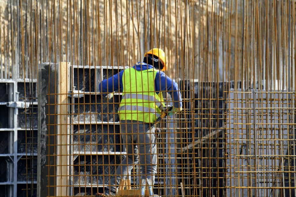 Worker in safety vest on a construction site