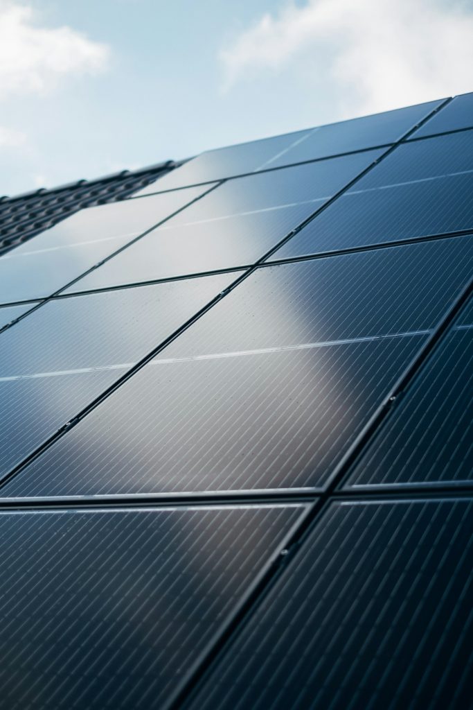 Close up of rooftop solar panel